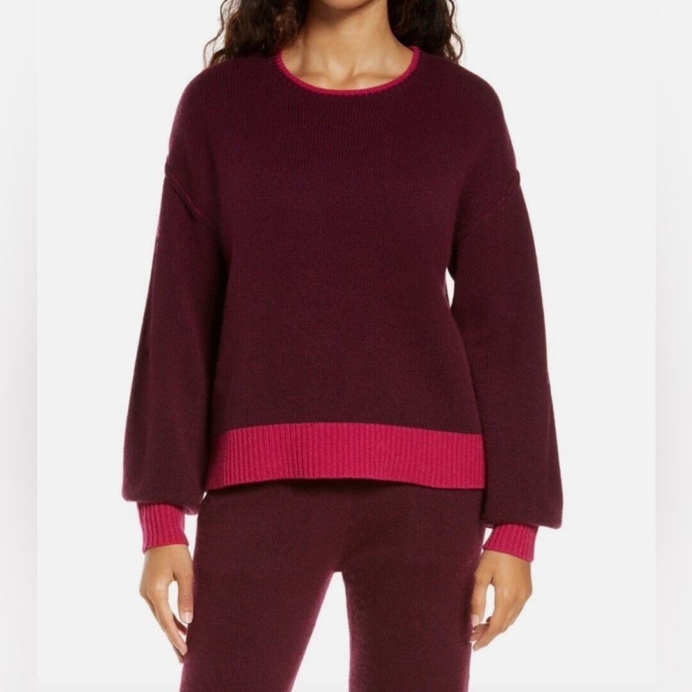 UGG Renata Contrast Trim Cashmere Blend Sweater - Picture 2 of 8